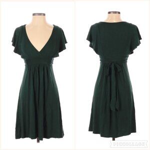 Gap V-Neck Green Dress with Tie XS